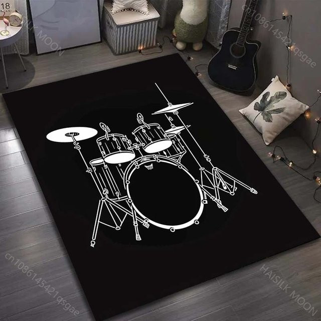 UQIDEHOME Teppich mit Schlagzeug-Motiv in Schwarz, B/B: 80 x 50 cm - Bild 1