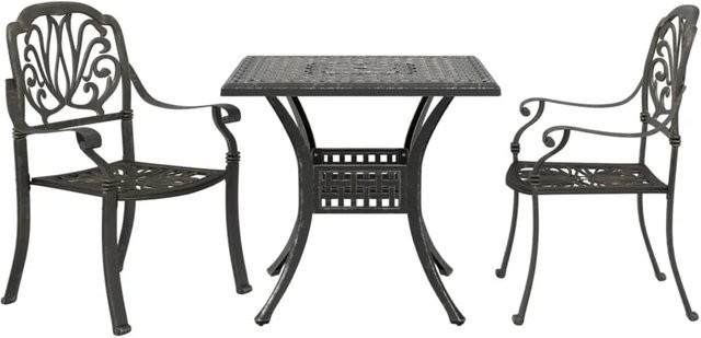vidaXL 3-teiliges Bistro-Set aus Aluminium-Druckguss in Bronze für Garten, Balkon und Terrasse - Bild 1