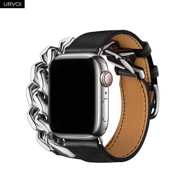 URVOI Uhrenarmband Leder, Edelstahl, Silber, Unisex - Bild 1