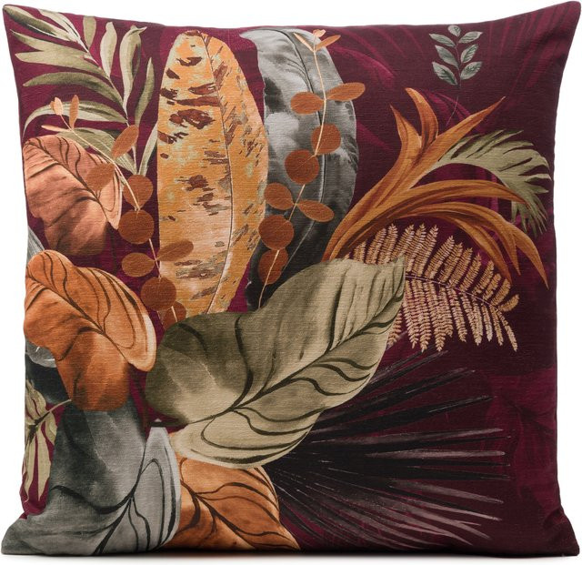 Kissenhülle THESSA von gozze in Rot und Braun mit floralem Design aus Polyester - Bild 1