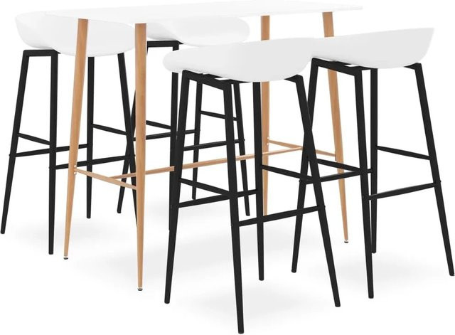 vidaXL 5-tlg. Bar-Set Weiß Modell 17 mit Tisch und Stühlen für Bars, Pubs und Restaurants - Bild 1