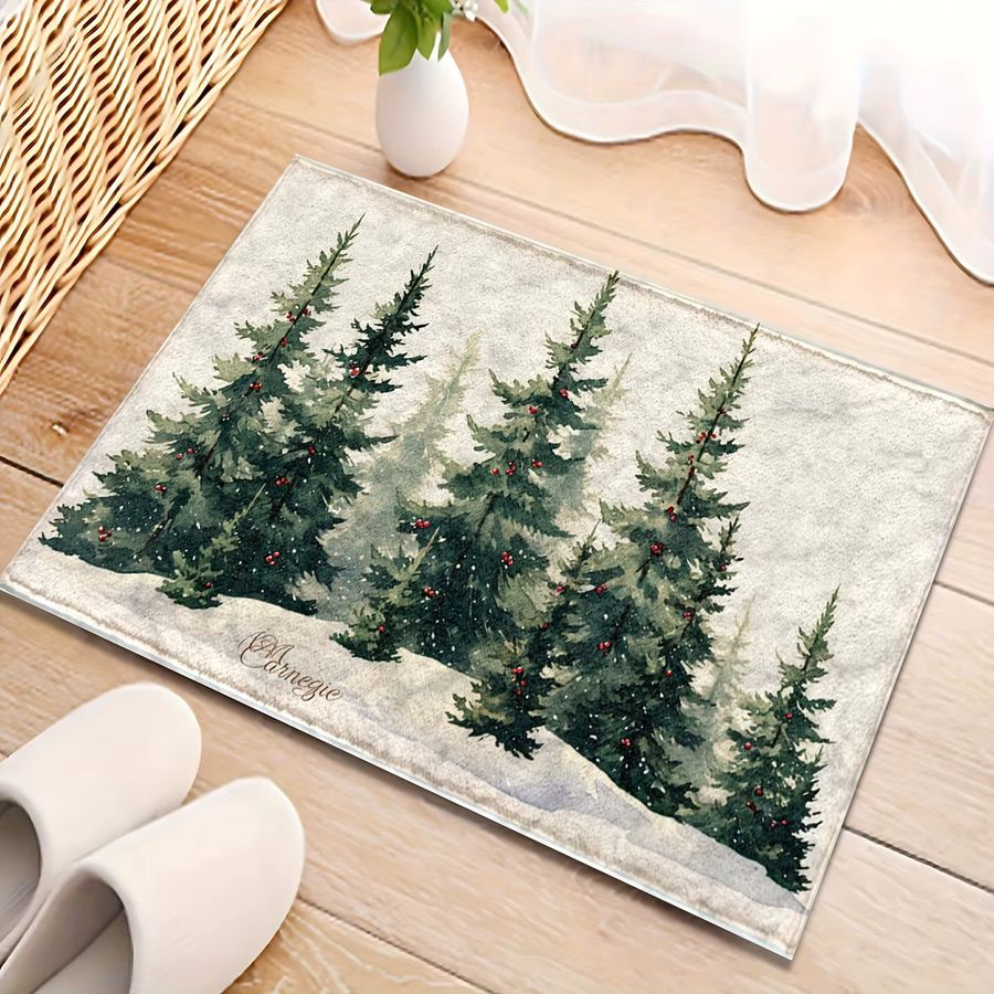 VIKAMA Weihnachtsbaum Badezimmerteppich rutschfeste und saugfähige Fußmatte für Schlafzimmer und Heimdekoration - Bild 2