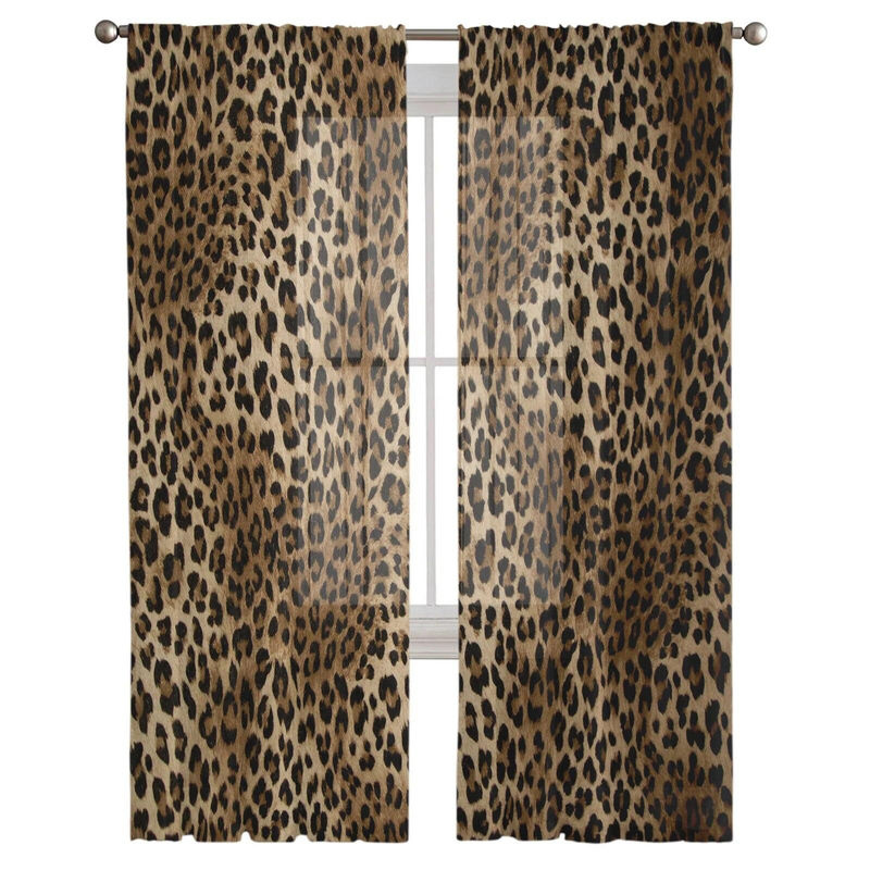 Transparente Tüllvorhänge mit Leopardenmuster von A Family Of Home Textiles in Braun, Breite: 135 cm, Höhe: 137 cm - Bild 4