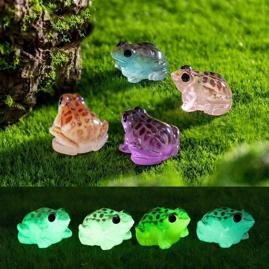 Yiran toy 10-teiliges Set Leuchtende Mini-Froschfiguren aus Harz bunt - Bild 5