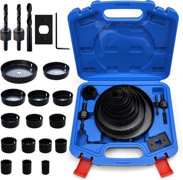 SHENSEN Lochsägen Set 20-teilig für Holz und Metall in Schwarz mit Koffer, Durchmesser: 19 bis 152 mm - Bild 1