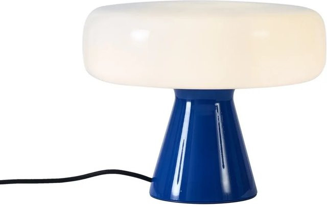 QAZQA Retro Tischleuchte Blau Glänzend mit weißem Drehknopf - Bild 1