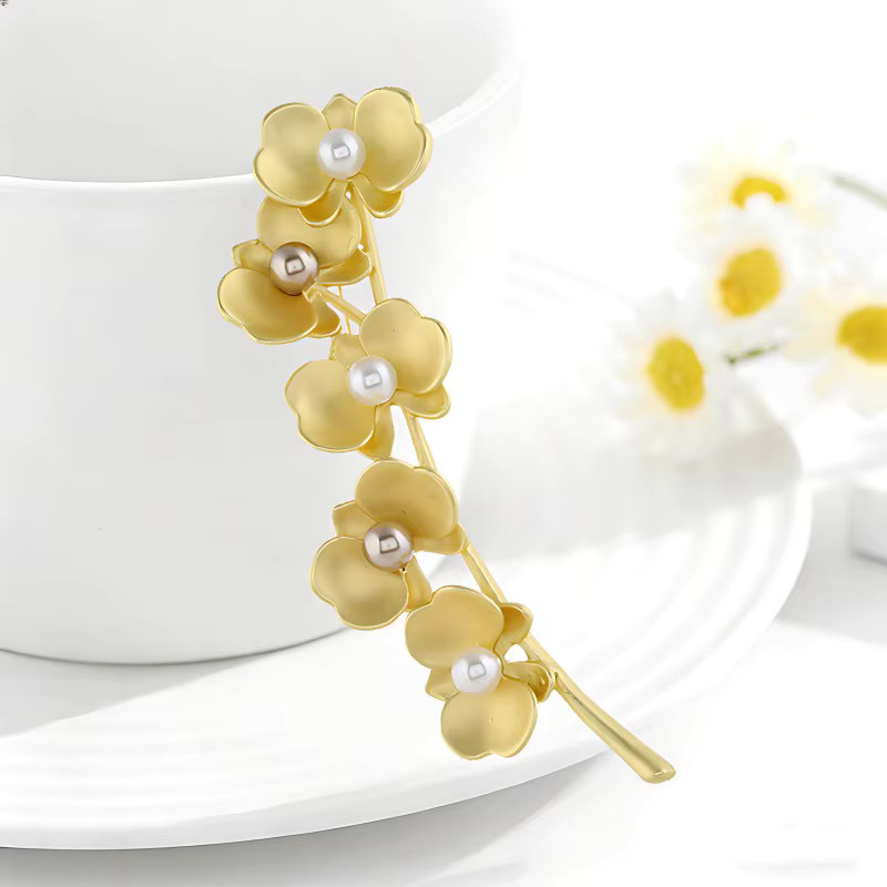shmik Brosche, Schmetterling, Orchidee, Perle, Gold, Damen - Bild 2