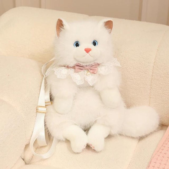 Binchi Fitness Ragdoll Katze Plüsch Rucksack, Weiß Schwarz, ab 14 Jahre - Bild 1