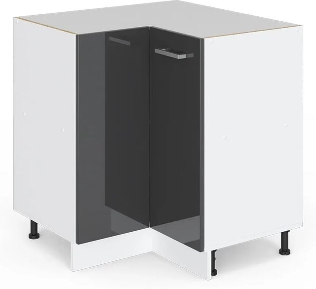 Vicco R-Line Eckunterschrank für die Küche in Anthrazit Hochglanz und Weiß, B/T/H: 75,6 x 46,0 x 81,6 cm - Bild 1