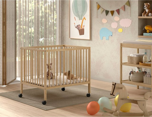 Vipack Laufgitter für Babys aus massiver Buche, 3-fach höhenverstellbar, natur lackiert