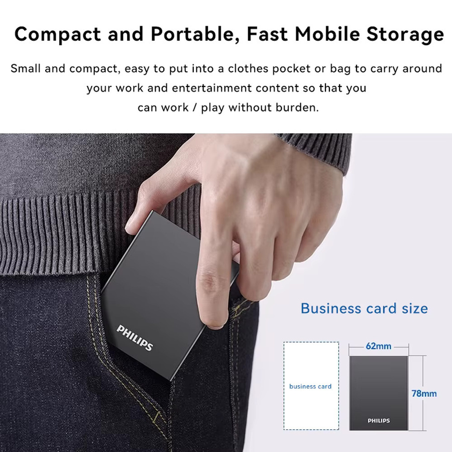 Philips Tragbare SSD 1 TB Externes Solid-State-Laufwerk USB 3.2 Gen 2 Grau - Bild 5