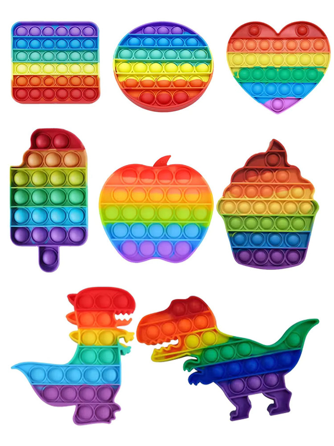 Bandai Regenbogen-Pop-Bubble-Fidget-Spielzeug, Bunt / Mehrfarbig, Silikon, Dinosaurier - Bild 5