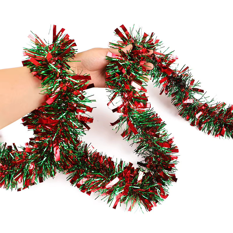 ZQNYCY Weihnachts-Lametta-Girlanden in Rot und Grün, glitzernde Dekoration für Weihnachtsbaum und Neujahrsfeier - Bild 3