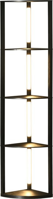 HOMCOM LED Stehlampe mit 4 Ablagen in Schwarz, moderne Stehleuchte mit E27 Sockel und 3 Lichtfarben für Wohnzimmer und Schlafzimmer - Bild 1