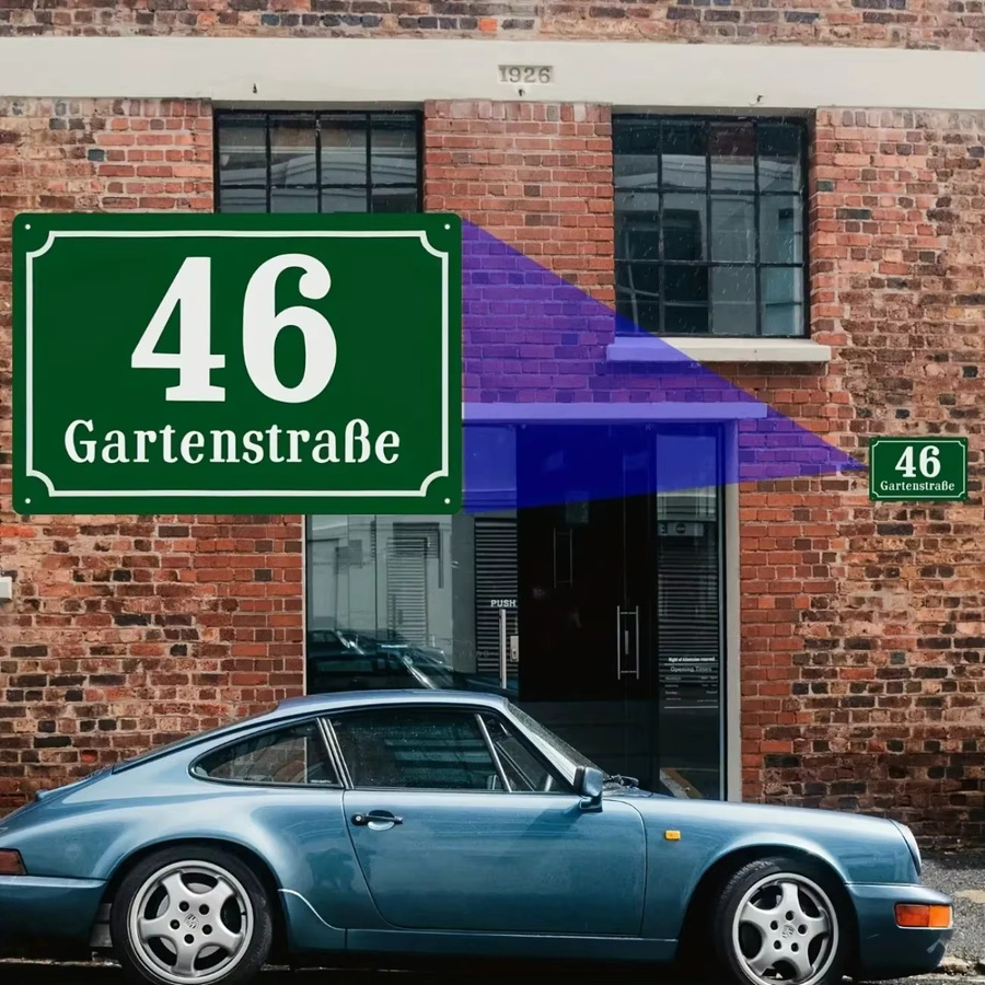 Personalisierte Retro-Hausnummer von CIFBUY als wasserdichte Metall-Plakette in Rot oder Grün für die Wanddekoration im Innen- und Außenbereich - Bild 3