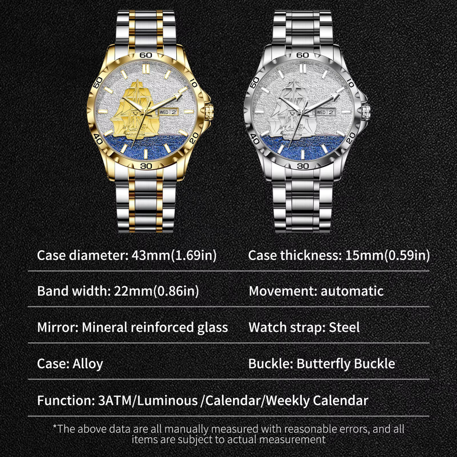 Glenaw Armbanduhr, Automatik, Gold, Edelstahl, Blau, Herren - Bild 4