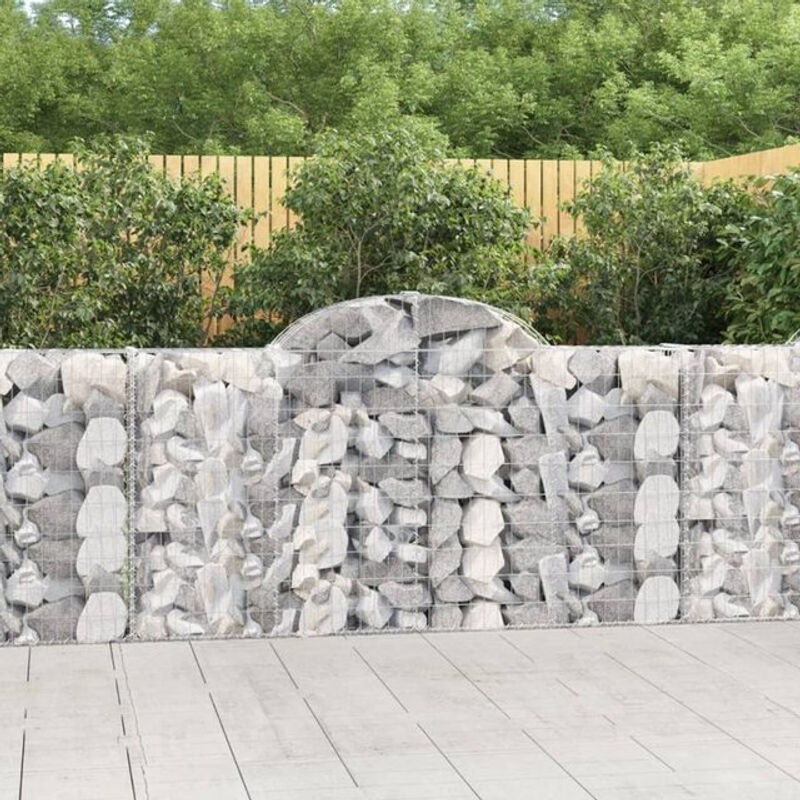 Vidaxl Gabionen mit Hochbogen aus verzinktem Metall in Silber, 13 Stück, H x B x T: 120 x 200 x 30 cm und 100 x 200 x 30 cm - Bild 1