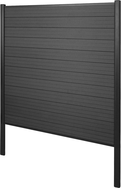 MCW WPC-Sichtschutz Savoie Windschutz Zaun mit Alu-Pfosten zum Einbetonieren, Basiselement, Höhe: 190 cm, Anthrazit - Bild 1