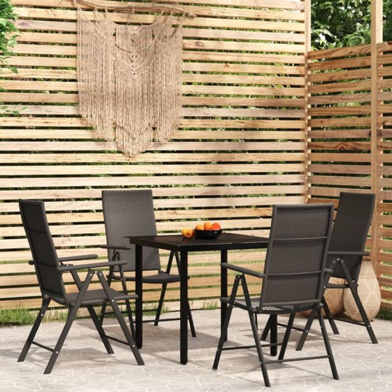5-tlg. moderne Gartenmöbel-Set aus Polyrattan und Glas in Schwarz von Vidaxl - Bild 1