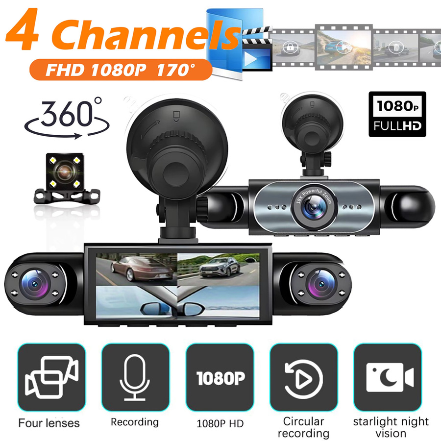GMAIPOP 4-Kanal-Dashcam 360 Grad Auto-Videorekorder in Schwarz mit Nachtsicht, 24/7 Parküberwachung, G-Sensor und Schleifenaufzeichnung - Bild 7