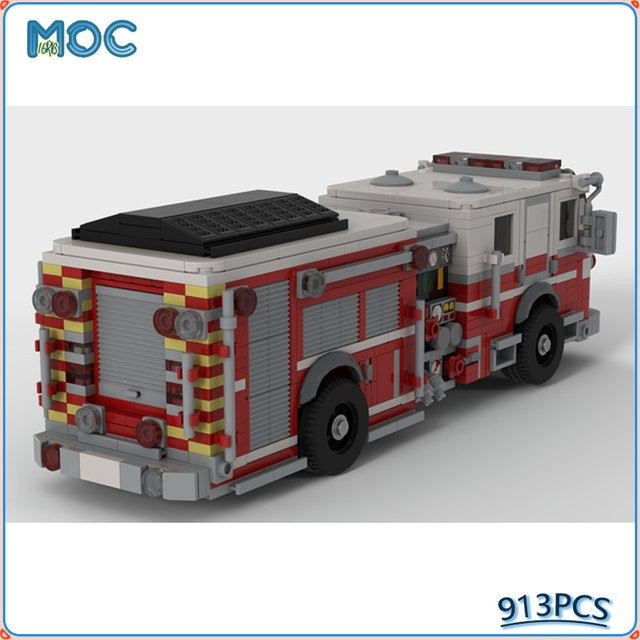MOCBUILDING Amerikanisches Pumper Feuerwehrauto, Bausteine, 913 Teile - Bild 1