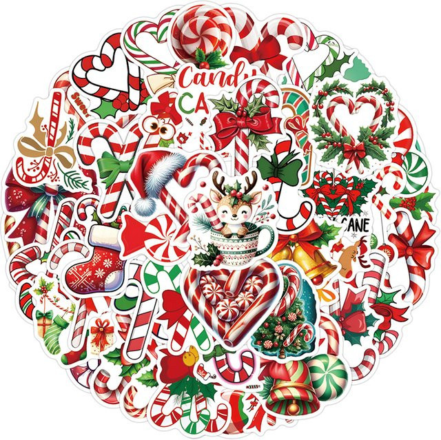 Rspctou Weihnachten Zuckerstange Graffiti Aufkleber, multicolor - Bild 1