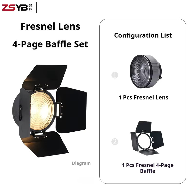 ZSYB YF-140 Fresnel-Linse mit Schallwand in Schwarz für Baorong-Mount, 5-fach hellerer Effekt, kompatibel mit S100, W120B und CX100 - Bild 6