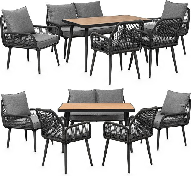 Swing&Harmonie Gartenmöbel Lounge-Set Sienna für 6 Personen aus Seilgeflecht in Anthrazit und Grau - Bild 1