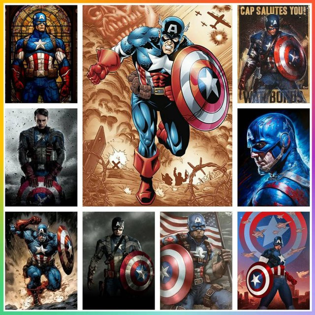 Beast Kingdom Marvel Captain America, Stichmosaik, Diamantmalerei - Bild 1