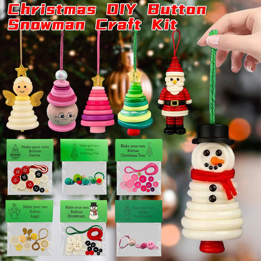 VAKIND DIY Schneemann Bastelset für Weihnachten mit bunten Knöpfen als hängende Weihnachtsbaum-Dekoration - Bild 2