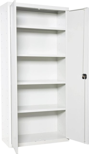 PROREGAL Stahlschrank AMEGO Metallschrank mit Flügeltüren und Fachböden in Weiß, H x B x T: 180 x 100 x 40 cm - Bild 1