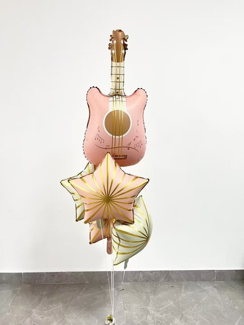 5 Stück LQZZY Gitarren-Luftballons in Pink im Retro-Stil für Musik-Mottopartys, Geburtstage oder Hochzeiten - Bild 1