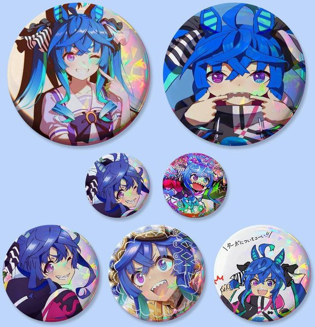 Brosche Twin Turbo Hot Anime Umamusume, Metall, Unisex, Multicolour - Bild 1