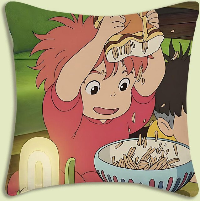 JMG Clothing Cartoon Ponyo Kissenbezug aus kurzem Plüsch, Mehrfarbig, B/T/H: 50 x 50 x 50 cm - Bild 1