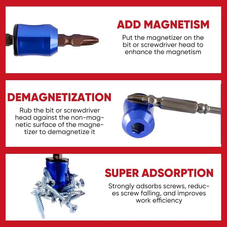 Rafford Magnetring-Schraubendreher-Bit aus Legierung in Blau mit starkem Magnetisierer und abnehmbarem Teiladapter für Elektrowerkzeuge - Bild 2