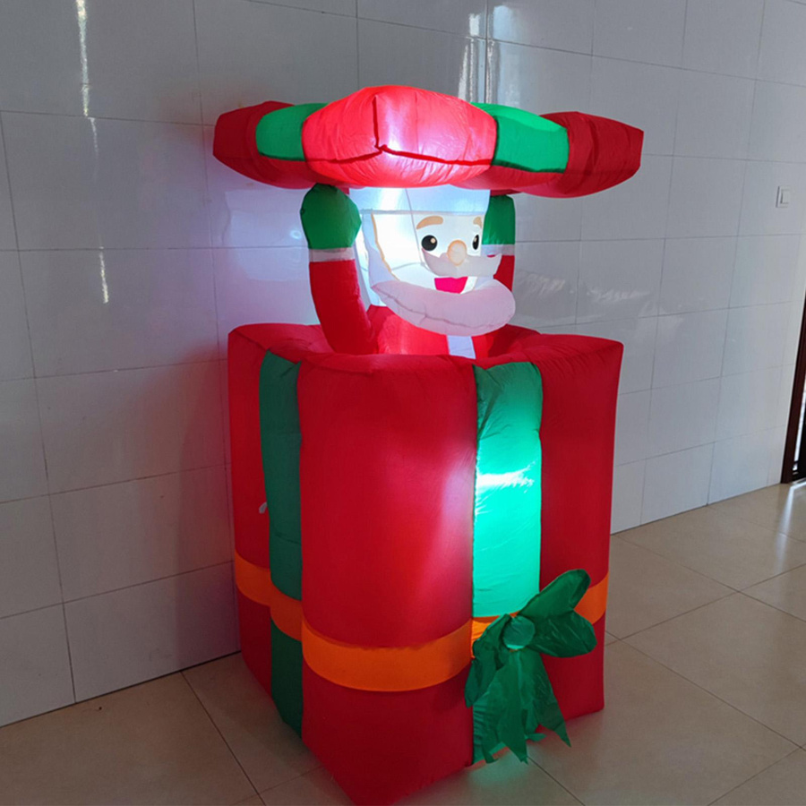 Elektrische aufblasbare Weihnachtsmann-Weihnachtsdekoration von KONNWEI mit 4 LED-Lichtern, Höhe: 150 cm - Bild 3