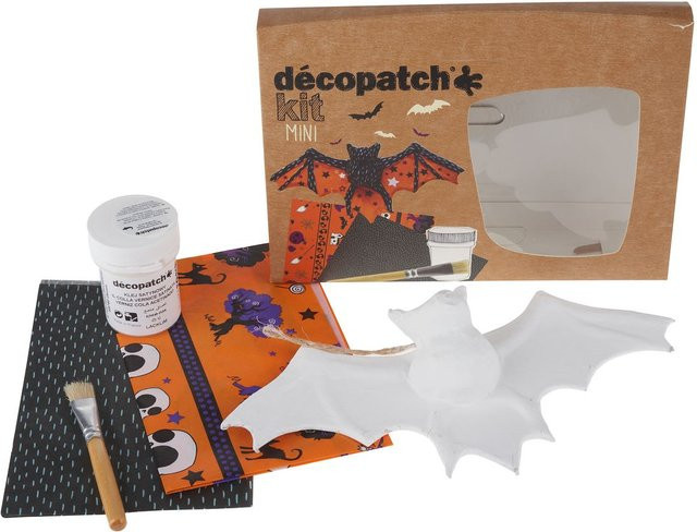 Décopatch Kit Mini Halloween Fledermaus in Orange, Schwarz und Multi aus Papier und Pappmaché - Bild 1