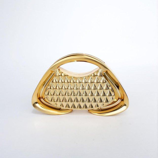 Umhängetasche Metallketten, Acryl-Clip, goldgelb, Unisex - Bild 1