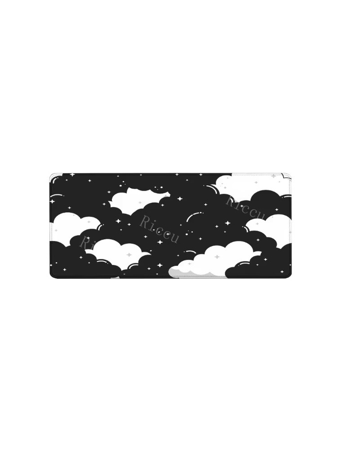Riccu Kawaii Wolken Mauspad XXL in Schwarz und Weiß für Gaming und Büro - Bild 5