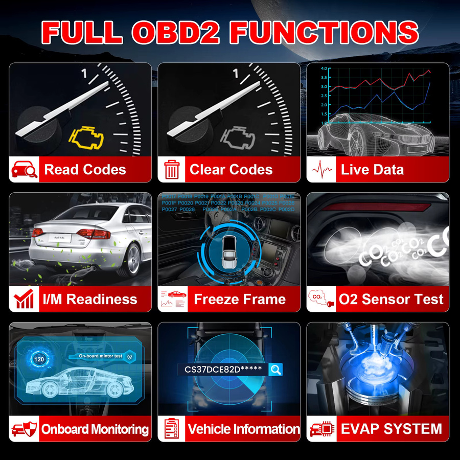 LAUNCH X431 CR300 OBD2-Scanner CAN Auto-Codeleser und Diagnosetool mit I/M-Motorbatterietester in Schwarz - Bild 2
