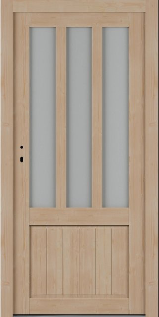 Roro Nebeneingangstür OHE 1001 Fichte mit Glaseinsatz, Farbe Braun/Beige, B: 98 cm, H: 198 cm, DIN Links - Bild 1