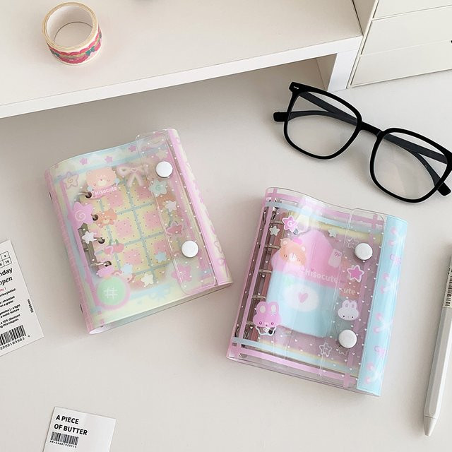 M5 Cartoon Bär Loseblatt Notebook Transparent Kawaii Tagebuch für Schule und Studium in Multicolour - Bild 1