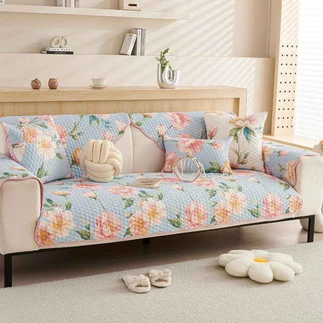Super Six Sofamatte aus reiner Baumwolle in Blau, rutschfestes und atmungsaktives Sitzkissen für dein Sofa, B/B: 70 x 70 cm - Bild 1