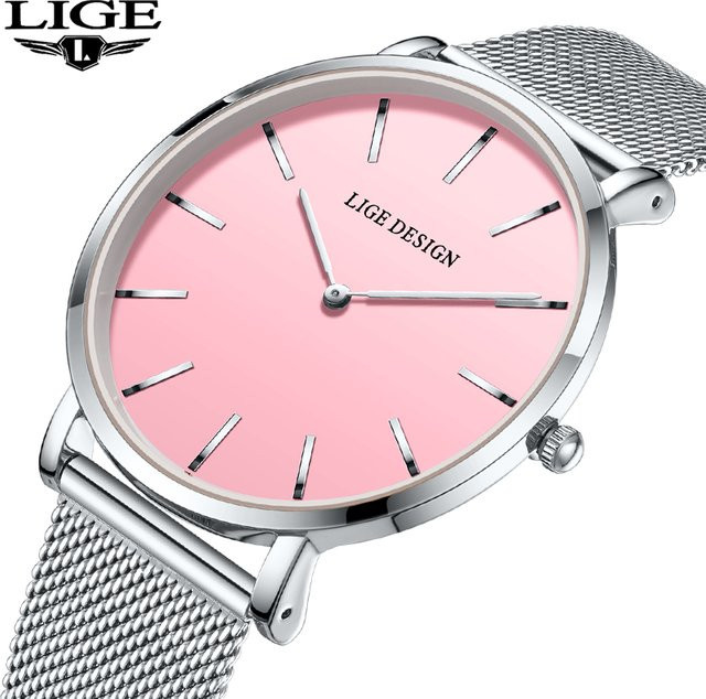 LIGE Armbanduhr, Quarz, Edelstahl, Blau, Milanaise, Damen - Bild 1