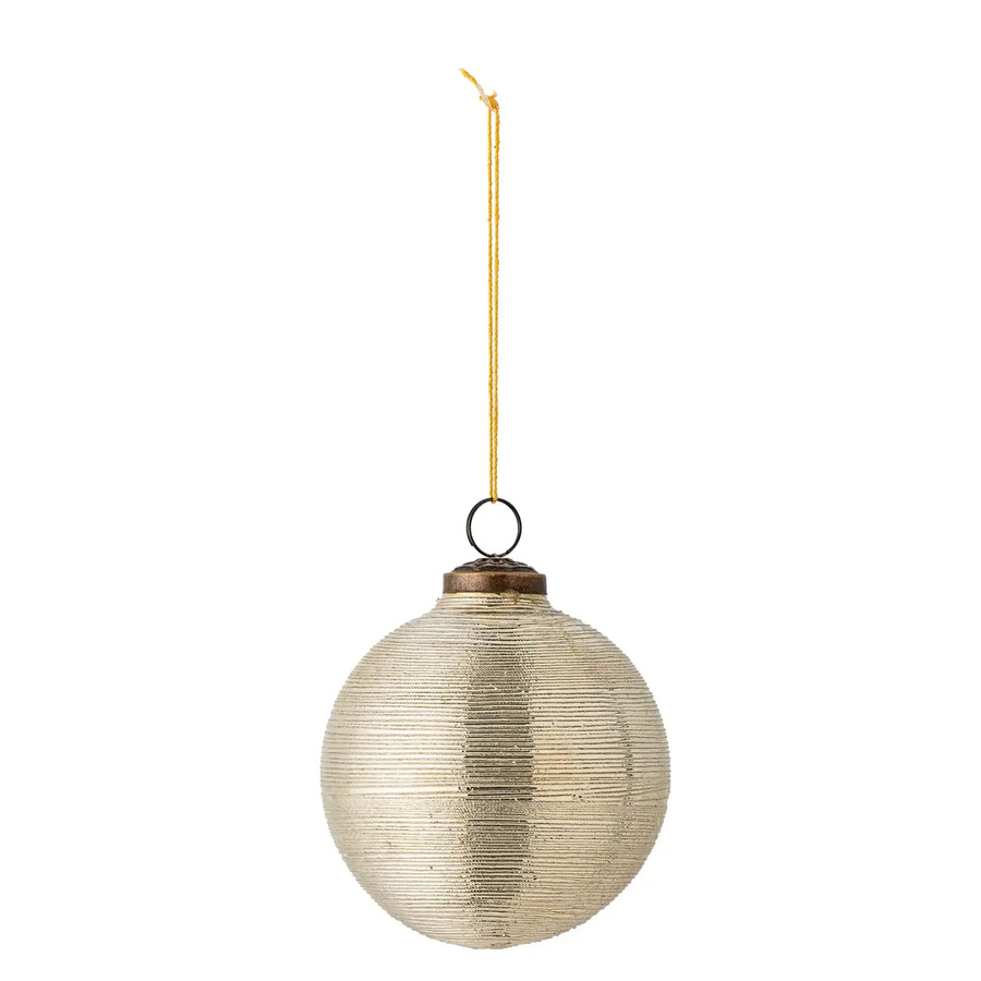 Bloomingville Weihnachtskugel Nitin aus Glas in Gold mit Streifenmuster, Durchmesser: 10 cm - Bild 1