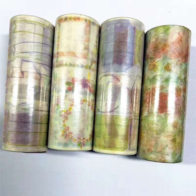 Selbstklebendes Washi Tape mit geometrischen Rahmen und Blumenmustern in Multicolour, Breite: 10 cm, ideal für Scrapbooking und DIY-Handwerk - Bild 1