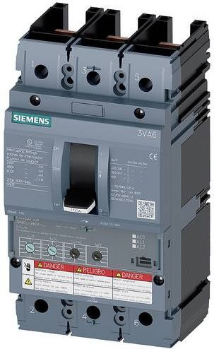 Siemens 3VA6110-5HN31-0AA0 Leistungsschalter in Grau mit einem Einstellbereich von 40 - 100A und einer maximalen Schaltspannung von 600 V/AC - Bild 1