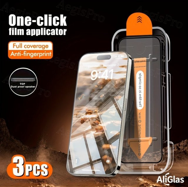 3er-Pack gehärtete Glasfolien für RealMe GT 8 Pro und GT 7 Pro, transparent, Ein-Klick-Applikation - Bild 1