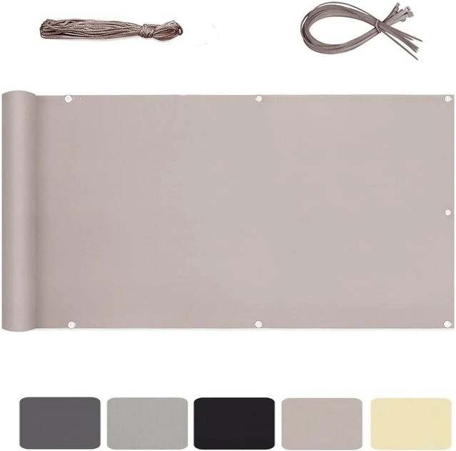 Sekey Balkonsichtschutz aus Polyester, blickdicht und reißfest, Farbe: Taupe, Breite: 75 cm, Länge: 600 cm - Bild 1