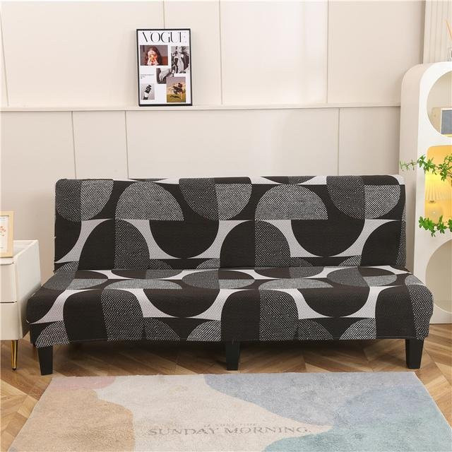 S-EMIGA Elastischer Sofa-Schonbezug mit Streifenmuster, Armloses Klappsofa-Bezug aus Spandex, Mehrfarbig, Größe L (Länge: 185-220 cm) - Bild 1